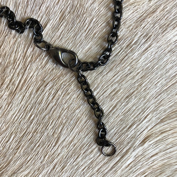 Industrial tribal leather and chain handmade OOAK statement festival necklace - Picture 6 of 6